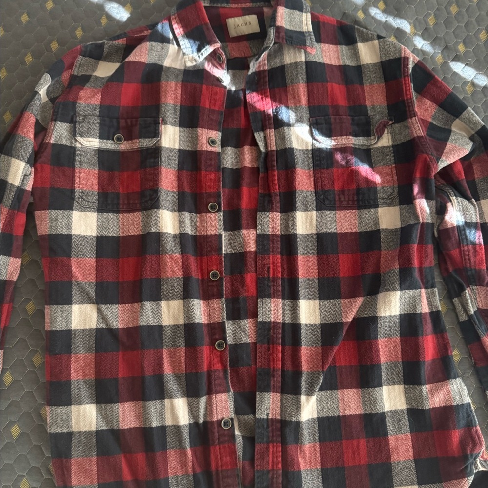 Jachs Red, Black, and White Plaid Shirt